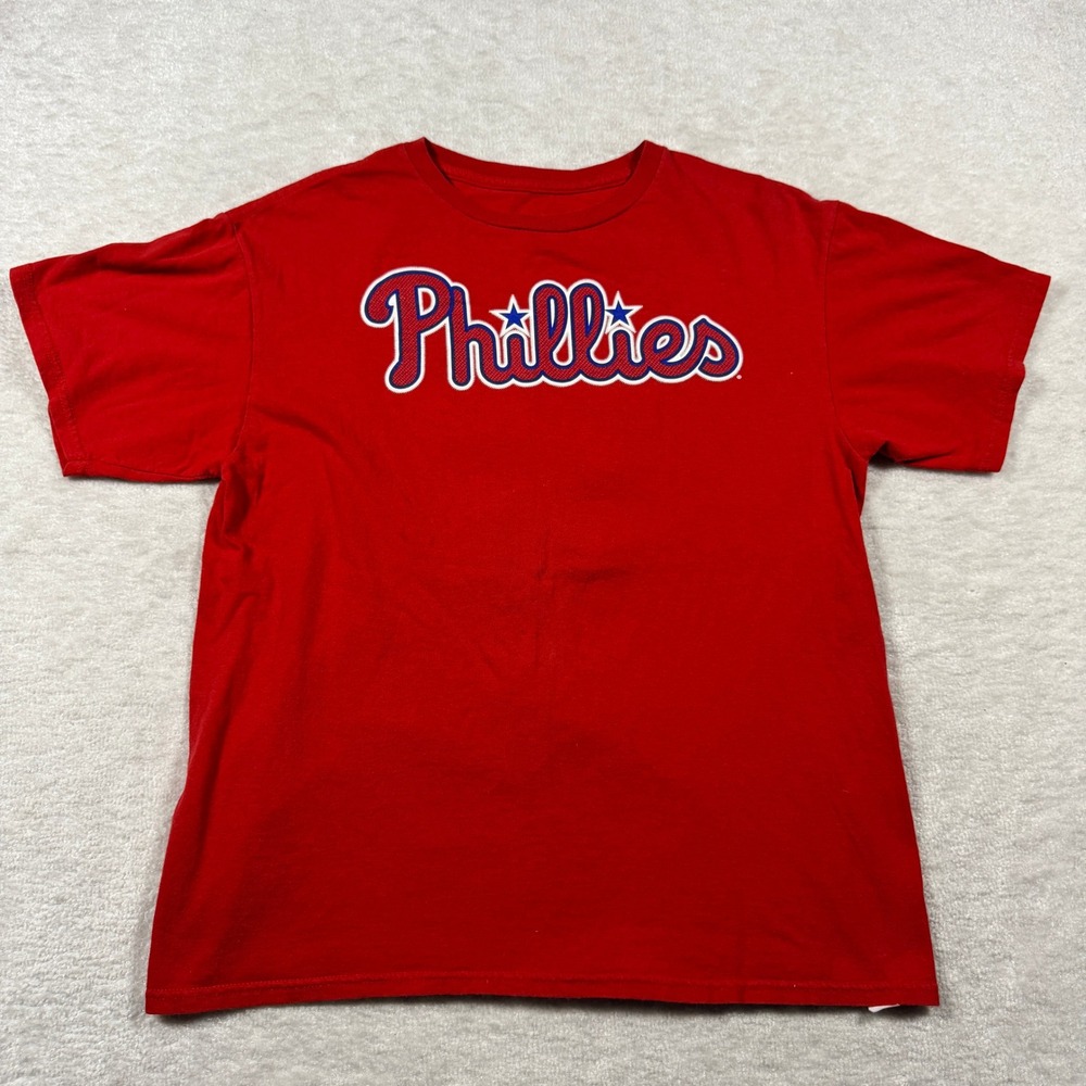 Philadelphia Phillies Rhys Hoskins 17 Red T Shirt Womens‎ Majestic Athletic XXL
